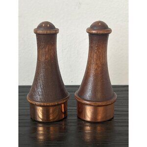 VTG Coppercraft Guild Wood and Copper Salt/Pepper Shakers MCM Kitchen Decor USA